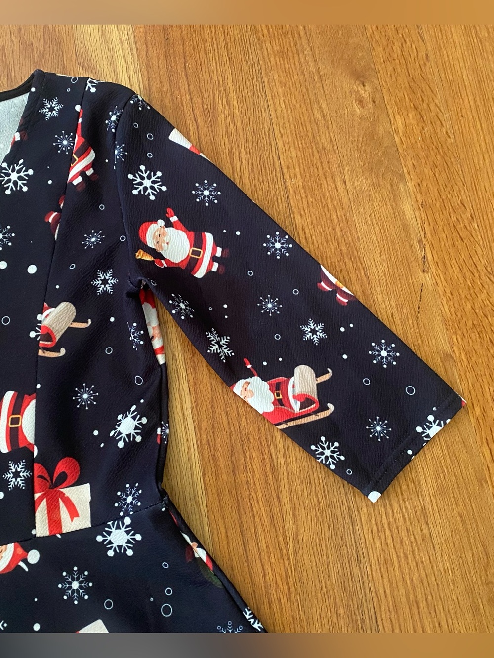 b.Young Holiday Santa Print Fit & Flare Dress - Picture 3 of 8